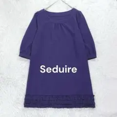 Seduire◇ラッフルフリルチュニック パープル 5分袖 大人シンプルガーリー