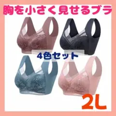 胸を小さく見せる 着痩せブラ シームレス ノンワイヤー ナイトブラ 4色セット