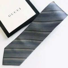GUCCI ネクタイ ストライプ柄 グレー