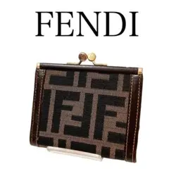 【人気のズッカ柄】フェンディ FENDI コインケース がま口 ブラウン