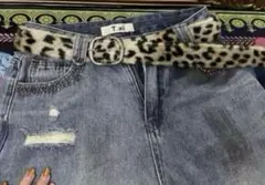 Y2K leopard fur long belt AFB supreme 豹柄