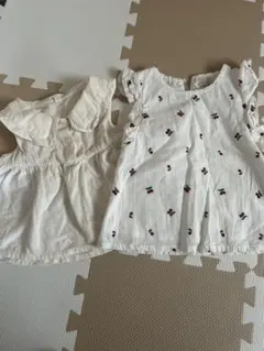襟付きシャツ さくらんぼ柄刺繍シャツ 95cm、100cm