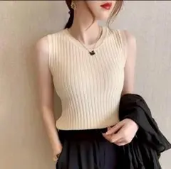 【値下げ】サマーニット タンクトップ アプリコット