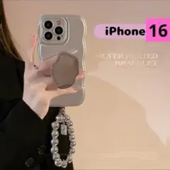 sns話題❣️iPhone16 スマホ　ケース　グリップ　ストラップ付