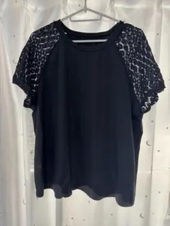 ティシャツ　レース　ブラックXL
