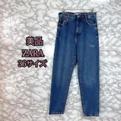 540【希少】ZARA マムフィットデニム　ダメージデニム ピンクタグ　36