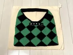 MARNI ニット ハンド バッグ グリーン×ブラック