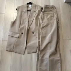 H&M ベージュ パンツセットアップ Lサイズ