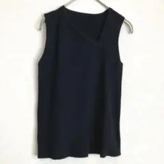 新品　IAMUSE アシンメトリーネックラインノースリーブトップス　ブラック