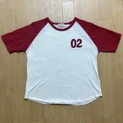ホワイト/レッド ラグランTシャツ