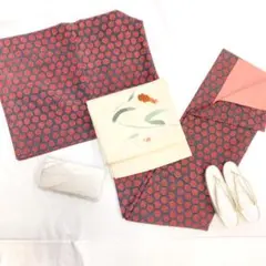 【1541】着物 小紋 棒衿 袷 黒 単品販売♪