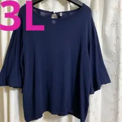 oeillet クロスプラス 大きいサイズ 3L カットソー・紺色・しまむら