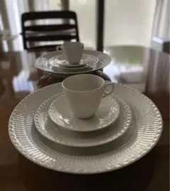 ハーフレースホワイトフルーテッド ディナー2セット