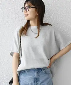 SHIPS any ワッフルワイドTシャツ　ライトグレー