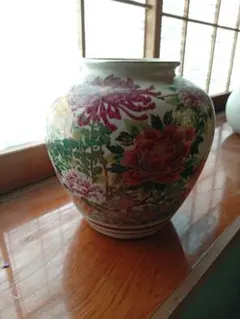 手描き陶器　花瓶　壺　京泉 手描き陶器 花瓶 壺 京泉
