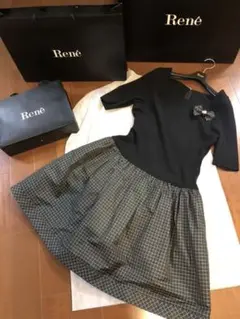美品 Rene ワンピース 黒とチェック L