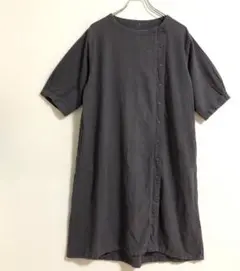ノンノ　膝下ワンピース（M〜L）グレー　裏地無し　a3698
