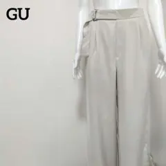 【人気】ジーユー ベルトタックストレートパンツ﻿ きれいめスタイル ドレープ