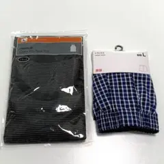 UNIQLO メンズ　カラーリブタンクトップ Lサイズ & チェック柄トランクス