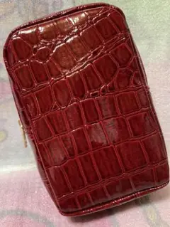 クロコダイル柄 たばこケース ワインレッドカラー ポーチ 177 赤 レッド