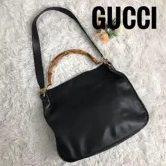GUCCI グッチ バンブー ハンドバッグ ショルダーバッグ レザー ブラック黒