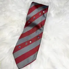 FENDI フェンディ　ネクタイ　レッド　グレー　シルク1
