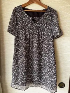 花柄 半袖チュニック パープル系