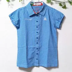 【美品】ルコックゴルフウェア　 ポロシャツ チェック サッカー生地 レディース