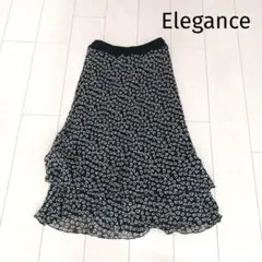 エレガンス 切り替えフリルスカート/ウエストゴム ハート柄 大人可愛い