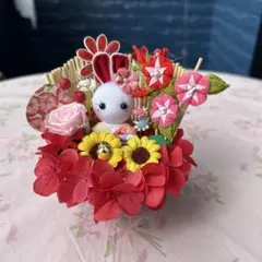 ハンドメイド❣️夏のお庭❣️すいか、あさがお、ひまわり、夏アレンジ❁⃘*.゜
