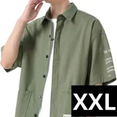 新品未使用★メンズ　カーキ　シャツ　XXL　春夏秋　半袖