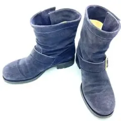 ★美品★ジミーチュウ ショートブーツ 23 紺 スエード レディース 靴