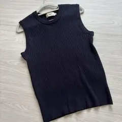 【美品】BEAMS ノースリーブセーター ダークネイビー