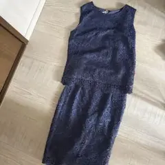 ネイビー レース スカートセットアップ M/S