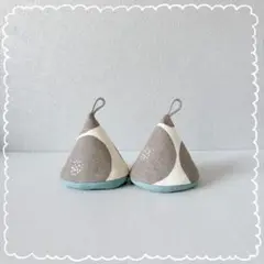 サンカク鍋つかみ＊ハンドメイド「あんぱん」ベージュ×ブルー