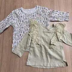 花柄　フリル付きTシャツ 80cm
