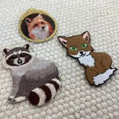 刺繡ワッペン　縫付用　鑑賞用　アライグマ　一点限り　SH013
