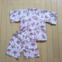 ピンク花柄 甚平 サイズ110