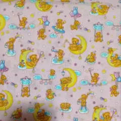 ラスト コスモ お星さま テディベア 生地 布 ハギレ 48x110cm