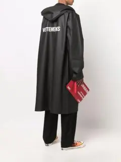 新品 21AW ヴェトモン フーデッドトレンチコート S BLACK ブラック