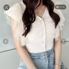 Heather ヘザー チュールドッキングニット トップス