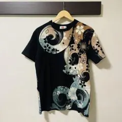 〜【古着】華鳥風月 和柄 刺繍Tシャツ／Mサイズ／ブラック〜