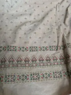 ベージュ 花柄刺繍 カシミール風生地 ハンドメイド用