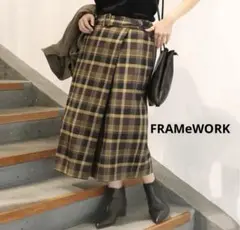 美品　FRAMeWORK チェック柄タイトスカート ウエストベルト付き　36