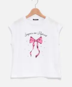 ☆ by LOVEiT【WEB限定】キラキラビジューリボンTシャツ 140㎝☆