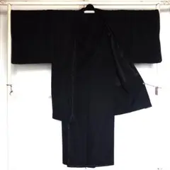 着物 羽織 2点セット 色無地 黒 Mサイズ