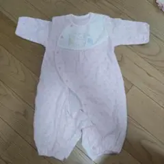 日本製ピンク クマ刺繍ロンパース