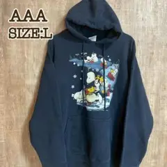 古着 AAA ALSTYLE パーカー フーディ ネイビー スヌーピー　肉厚　L