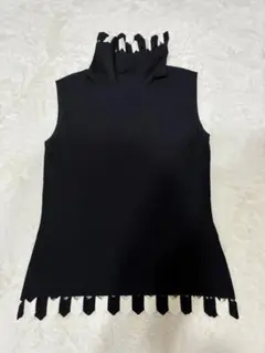ノースリーブトップス ハイネック バイカラー