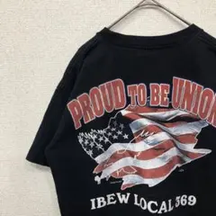 ベイサイド　tシャツ バックプリント　国旗　アメリカ古着　M 1302